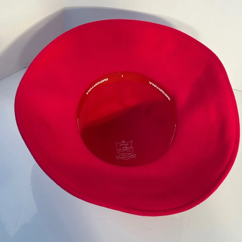 Bollman‎ Hat Company Hot Pink 100% Wool Felt Fedora Hat Wide Brim
